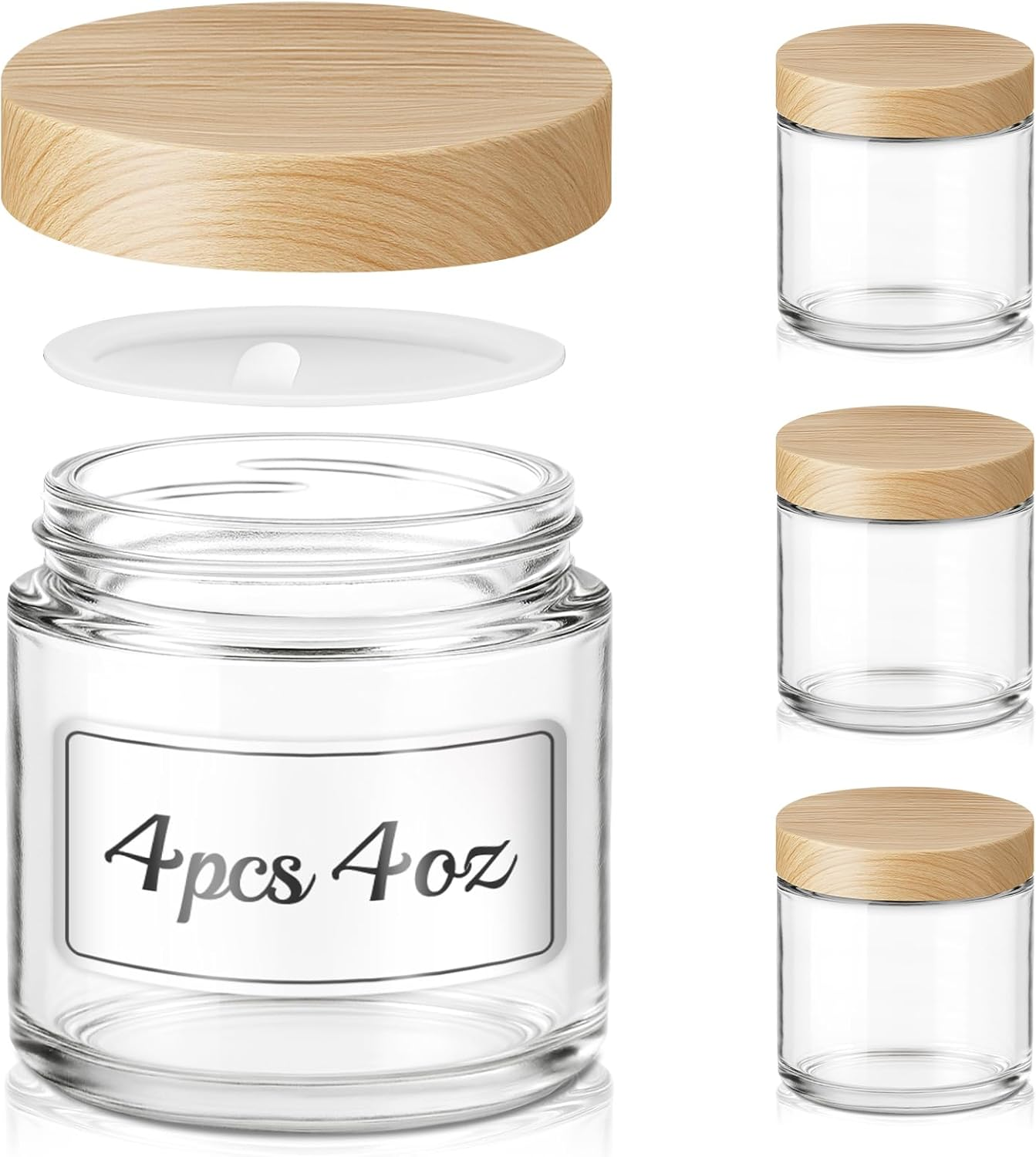 Bumobum 2 Oz Small Glass Jars with Lids, 24 Pack Amber Glass Cosmetic Jars with Inner Liners, 60Ml round Empty Sample Containers for Cream, Salve, Powders and Ointments Storage