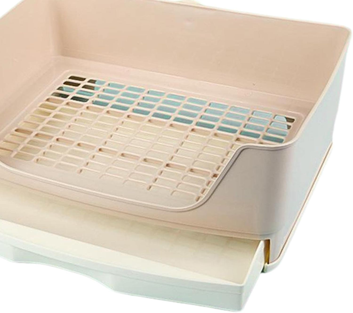 Flameer Large Rabbit Litter Box with Drawer, Corner Toilet Box and Bigger Pet Pan for Adult Guinea Pigs, Chinchilla, Ferret, Galesaur, Small Animals - Beige image number 5