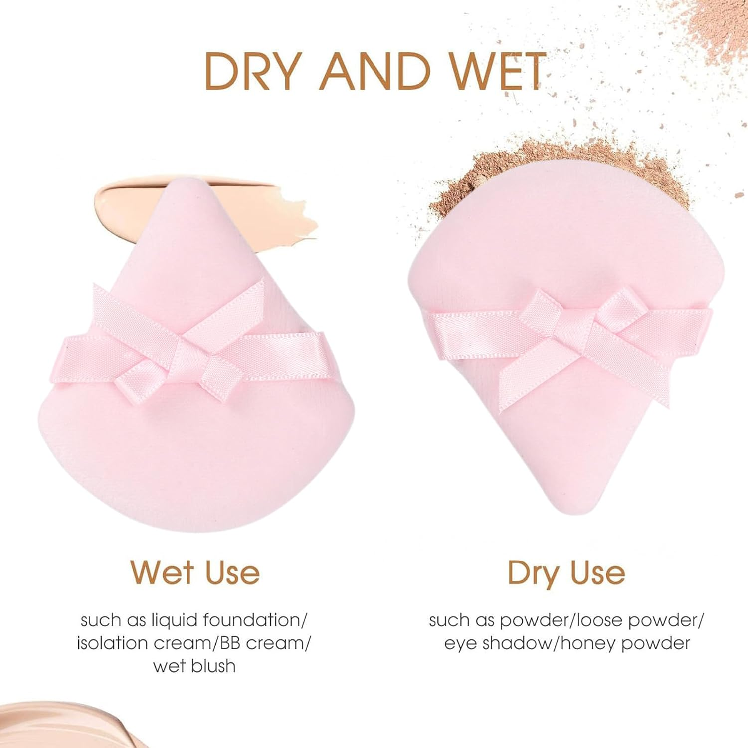 Triangle Powder Puff, 12Pcs Pink, Soft Makeup Sponges with Strap for Loose & Pressed Powder, Foundation Blending, Contouring & Touch-Ups, Reusable Wet & Dry Cosmetic Tools image number 2