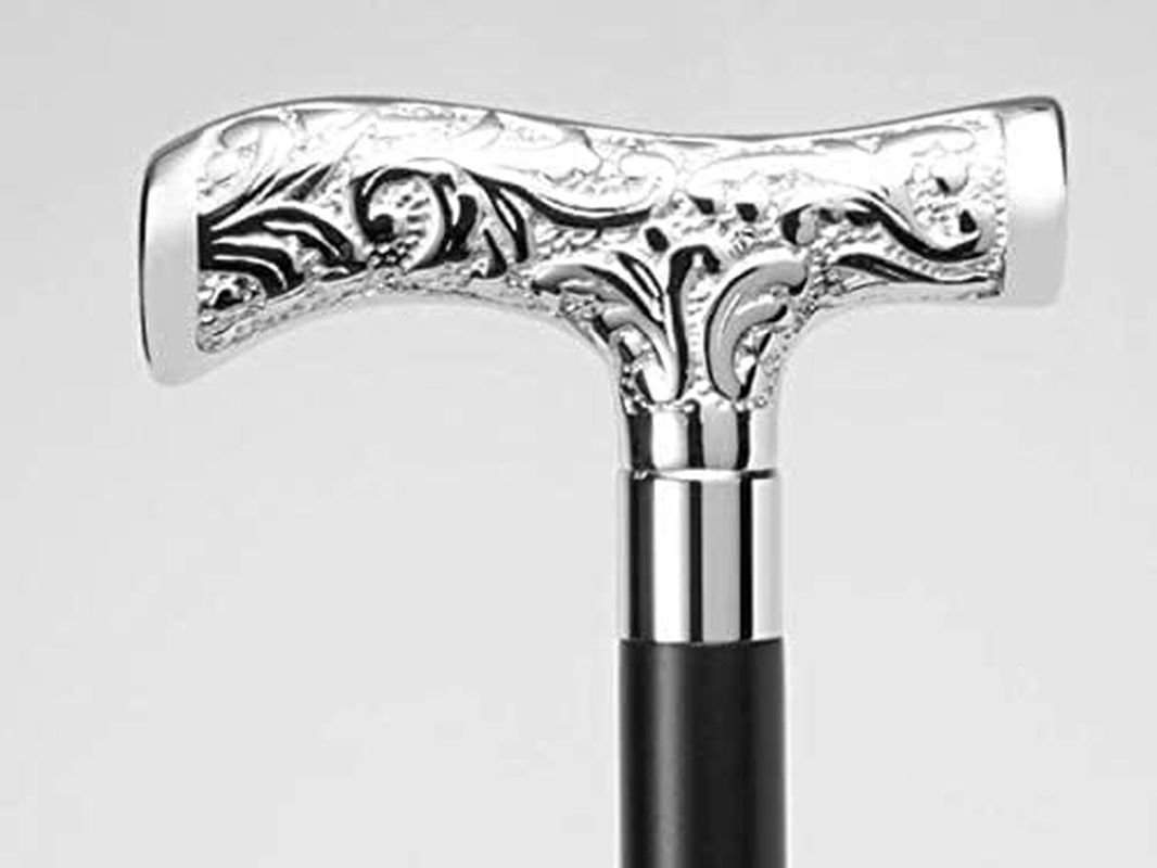 Antique Brass Walking Stick Deluxe Cane Beautiful Silver Handle for Men and Women Gift, 37'''' image number 1