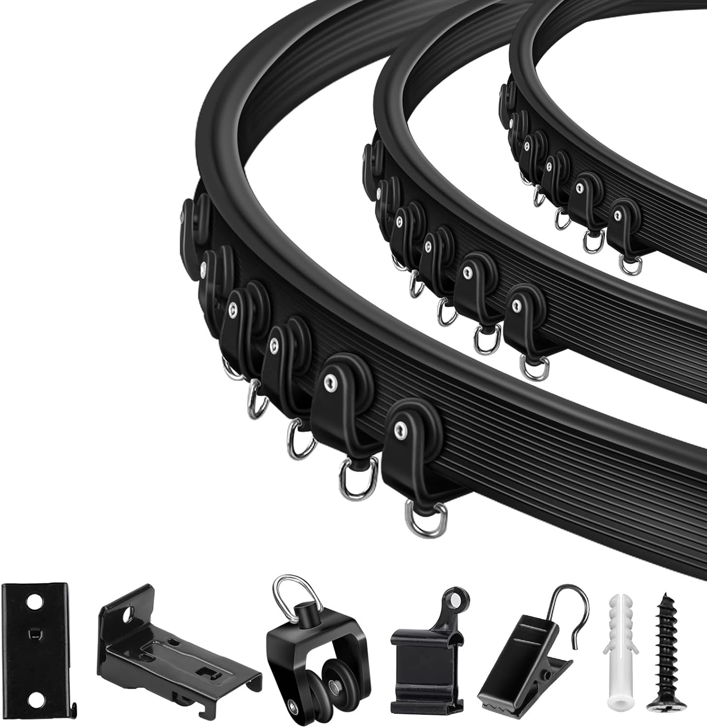 TOKPLNU Ceiling Curtain Track, Flexible Bendable Ceiling Curtain Track Curved Curtain Track 12Ft Ceiling Track for Curtains Room Divider Curtain Rail Track Ceiling Wall Mount for RV Curtain Bay Window