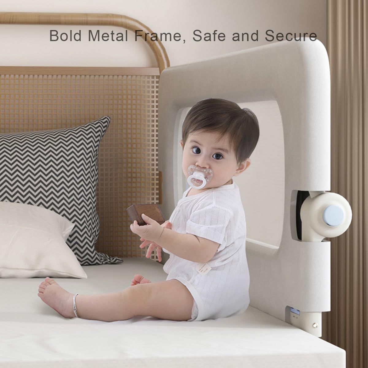 Foldable Bed Rail for Toddlers, 120/150/180/200 Cm Swing down Bed Bumper, 68-83 Cm Height Adjustable Nursery Bed Rails, for Twin, Double, Full, Queen & King Size Mattress (Grey, 150CM) image number 2