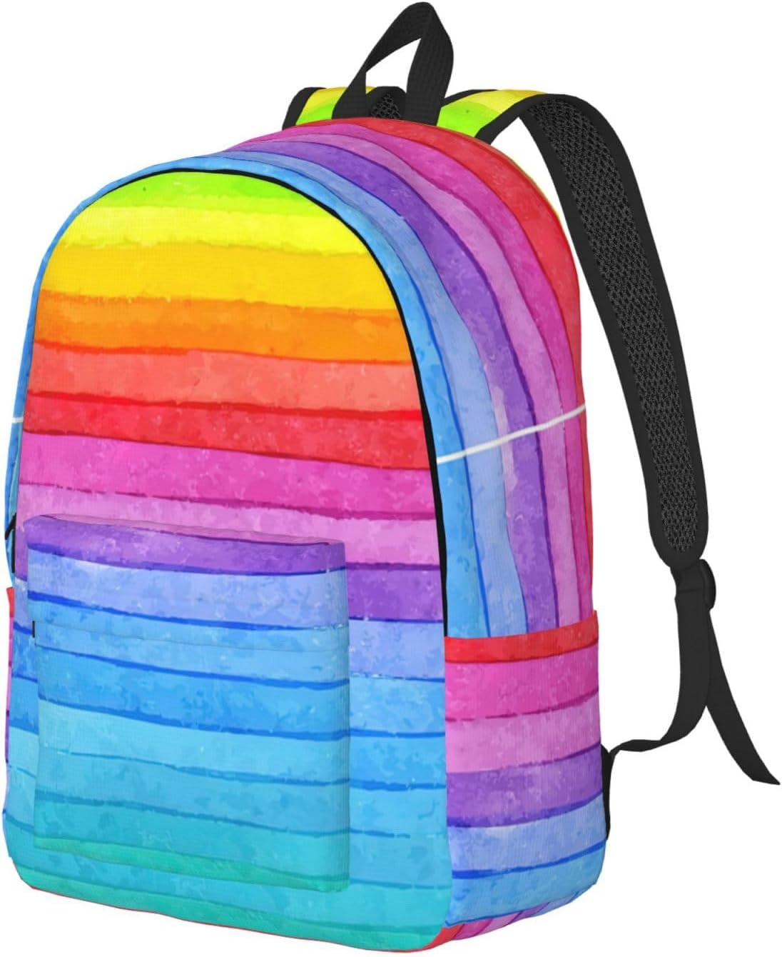 Casual Backpack,School Backpack Waterproof Casual Backpack Cute Laptop Backpack Travel Daypack,Rainbow Colored Striped Print image number 3