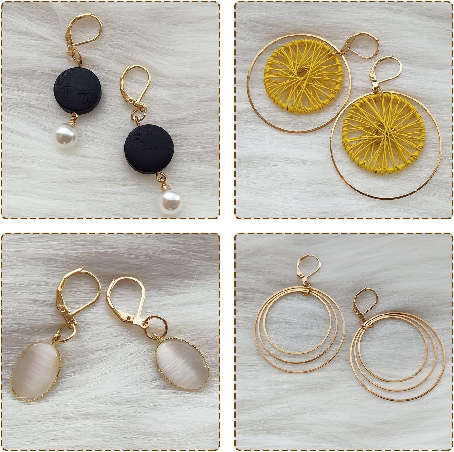 Earring Hooks .Funcyboo 200Pcs Hypoallergenic Earring Hooks, Leverback Earwire French Hook with Open Loop for Earring Designs Jewelry Findings (Golden and Silver) image number 3