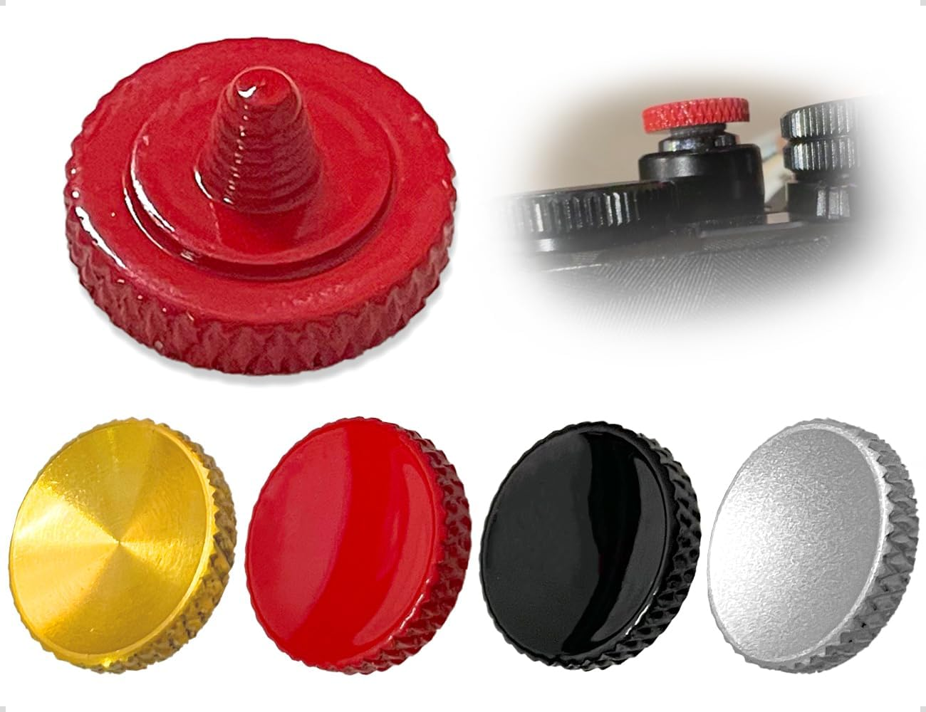 AOYEGIC Pack of 4 Shutter Release Buttons, Camera Shutter Release Button, Compatible with Fuji Camera, Compatible with Leica Camera, Compatible with Canon Camera (Red/Silver/Gold/Black) image number 2
