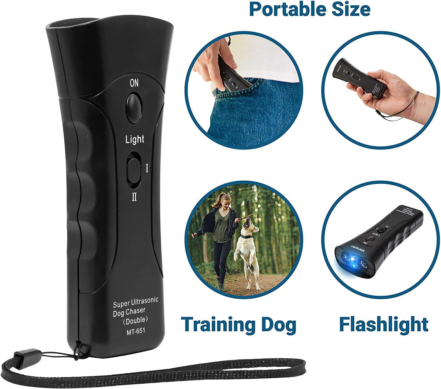 Handheld Dog Repellent, Ultrasonic Dog Trainer Device Electronic Dog Deterrent/Dog Barking Control Devices Training Tool Stop Barking Sonic Dog Repeller image number 2