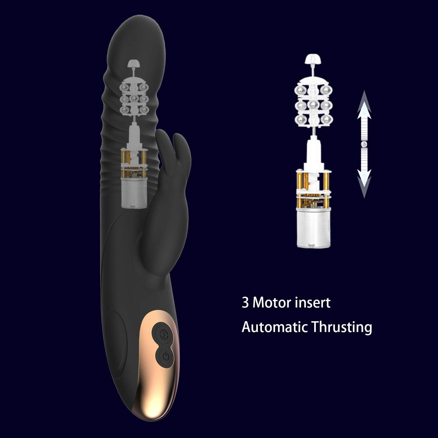 Thrusting Dildo Rabbit Vibrator Sex Toys for Women, G Spot Dildo Thrusting Vibrator Clitoral Nipple Stimulator with 8 Vibrating Modes, Realistic Anal Plug Toys Dildos Adult Sex Toy for Woman Pleasure image number 4