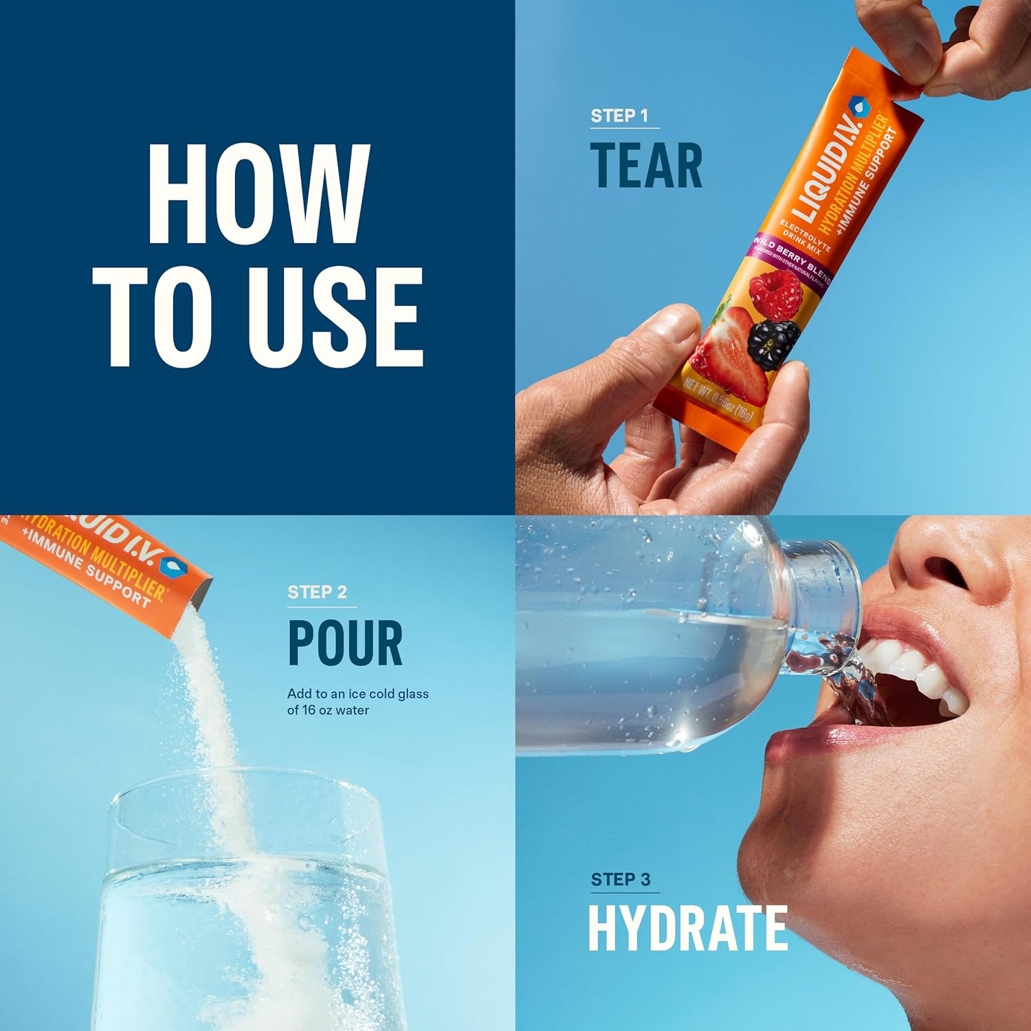 Liquid I.V. Hydration Multiplier + Immune Support, Easy Open Packets, (Natural Tangerine Flavor, 14 Count) image number 6