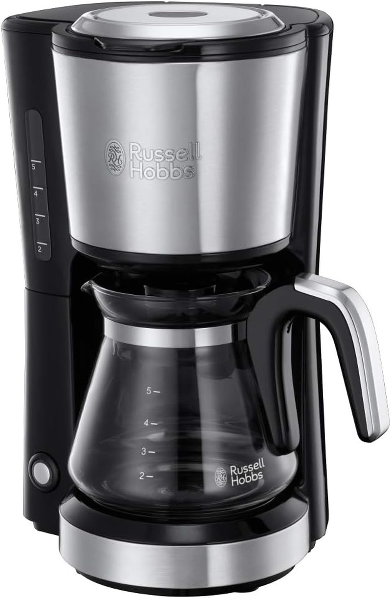Russell Hobbs Mini Coffee Machine [Shower Head for Optimal Extraction and Aroma] Compact (Max 5 Cups, 0.6 L Glass Jug, Including Permanent Filter, Warming Plate), Compact Filter Coffee Machine, Small image number 3