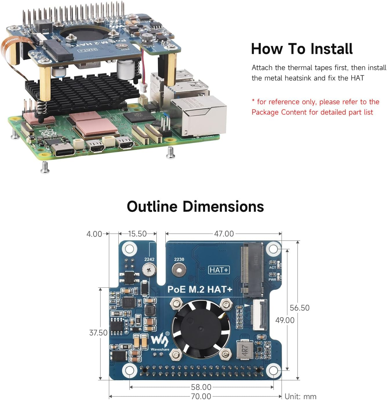 Wavesharr PI 5 Hat+,Pcie to M.2 Adapter with Poe Function for Raspberry Pi 5, Supports Nvme Protocol M.2 Solid State Drive, High-Speed Reading/Writing, Raspberry Pi 5 Poe HAT image number 6