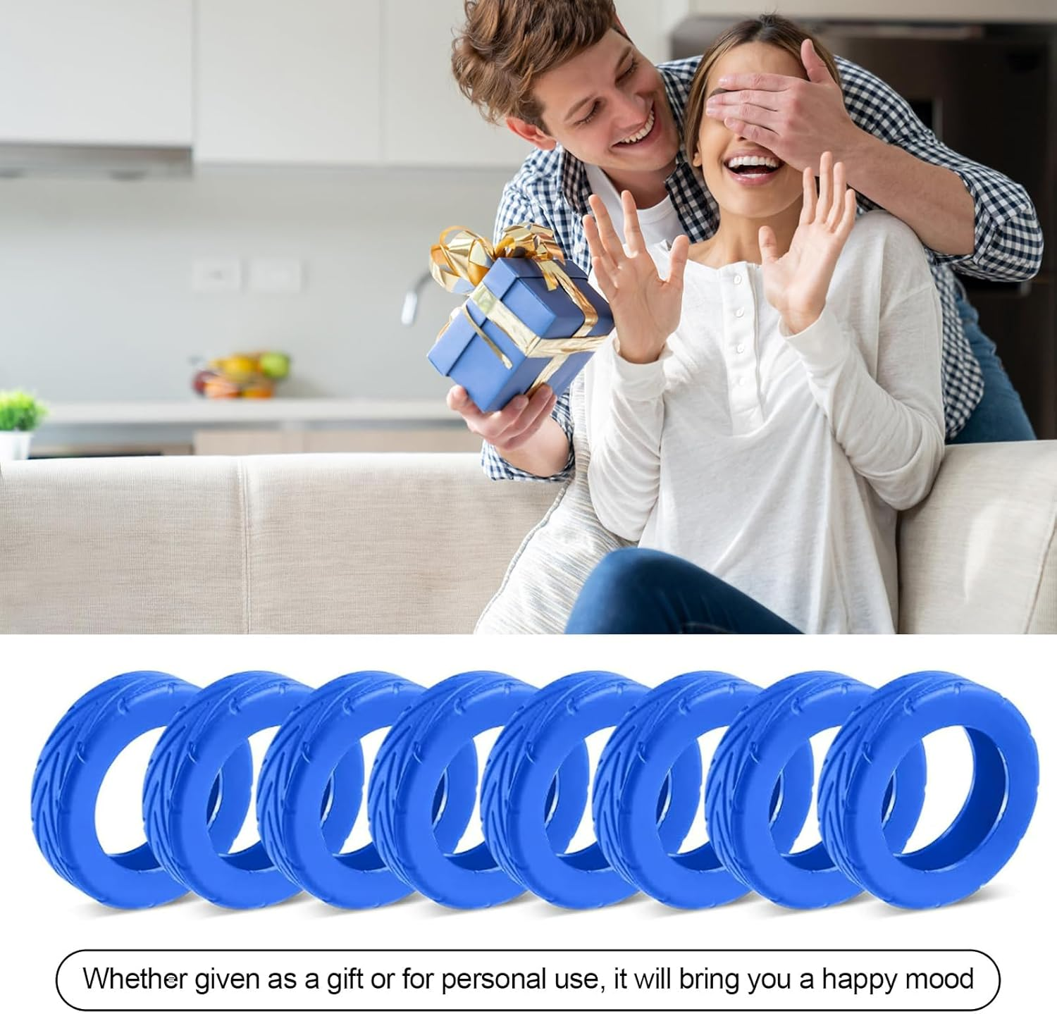 8 Pcs Upgrade Luggage Wheel Covers for Carry-On Suitcases-H HOME-MART Wear-Resistant Trolley Caster Case, Anti-Noise Suitcase Wheel Protectors for 2-2.4" Spinner Wheels (Blue)