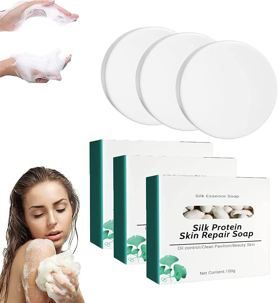 Skinferm Collagen Milk Whitening Soap, Silk Protein Skin Repair Soap, Exfoliating and Brightening Soap, for Body & Facial Skin (3 Pcs) image number 5