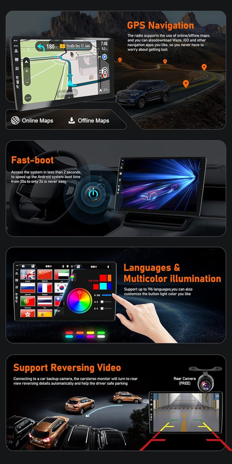 Android 14 IPS Car Stereo for Subaru Legacy Outback (2015-2019) - 2G+32G - Wireless Carplay/Android Auto - Rear Camera Free - 9 Inch 2 Din - DAB Steering Wheel Fast-Boot Bluetooth GPS Navi image number 2