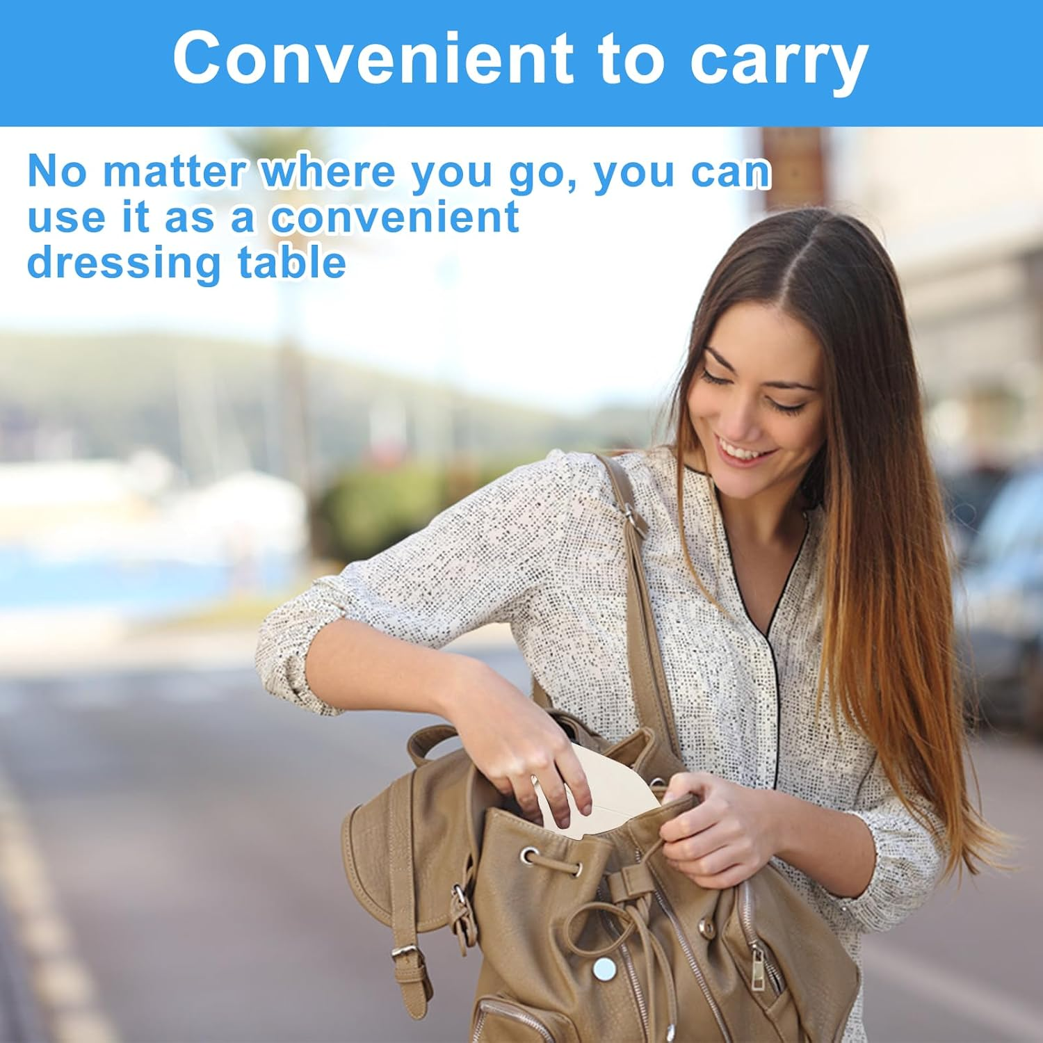 Travel Makeup Bag with LED Light up Mirror, 3 Color LED Adjustable Brightness Travel Cosmetic Bags, 4 Removable Shockproof EVA Partitions Waterproof Makeup Organizer Bag with Lighted Mirror (White) image number 3