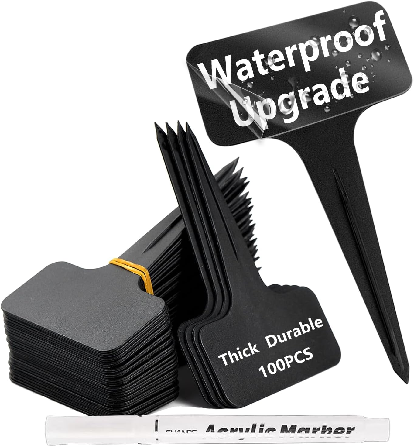 Datpuik 100 PCS White Plastic Plant Tags Thick Gardens Labels T-Type Nursery Markers Re-Usable