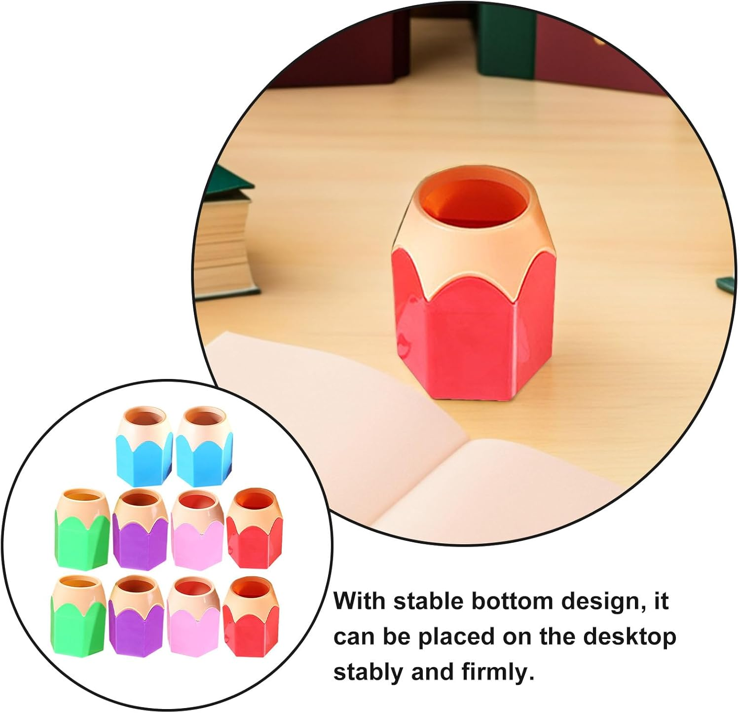 BEBEMOKO 10Pcs Pencil Dispenser and Crayon Holder Set, Classroom and Office Pen Organizer for Desktop Storage, Sturdy Student Stationery Container image number 3
