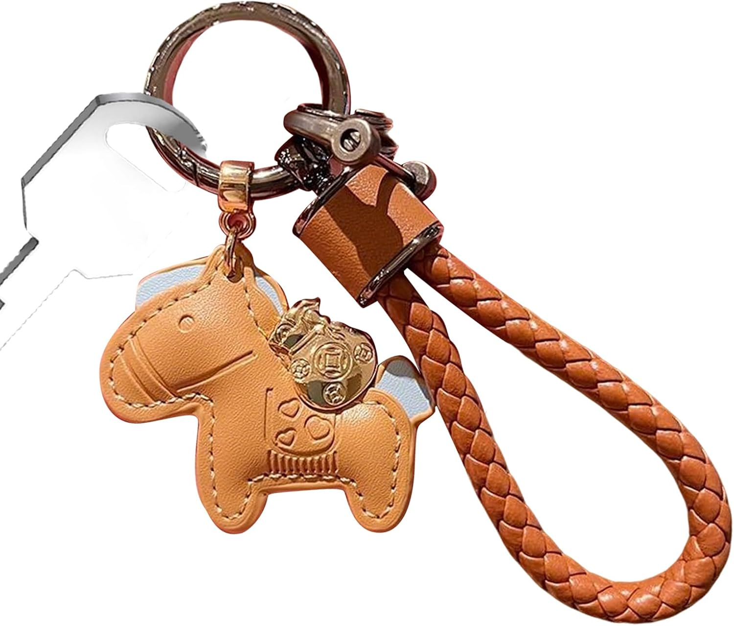 Horse Keychain &ndash; Leather Cycle Pendant, 2026 Horse Charm with Sturdy Strap Loop, Premium Leather Accessory, Lucky Gift Design, for Backpacks Wallets Suitcases Kids Teens Adults Travelers