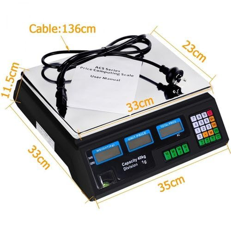 Leona Co Digital Commercial Scale 40KG Computing Scale, Food Produce Counting Weight Scale with LCD Display for Farmers Market, Retail Outlets, Meat Shop, Deli image number 2