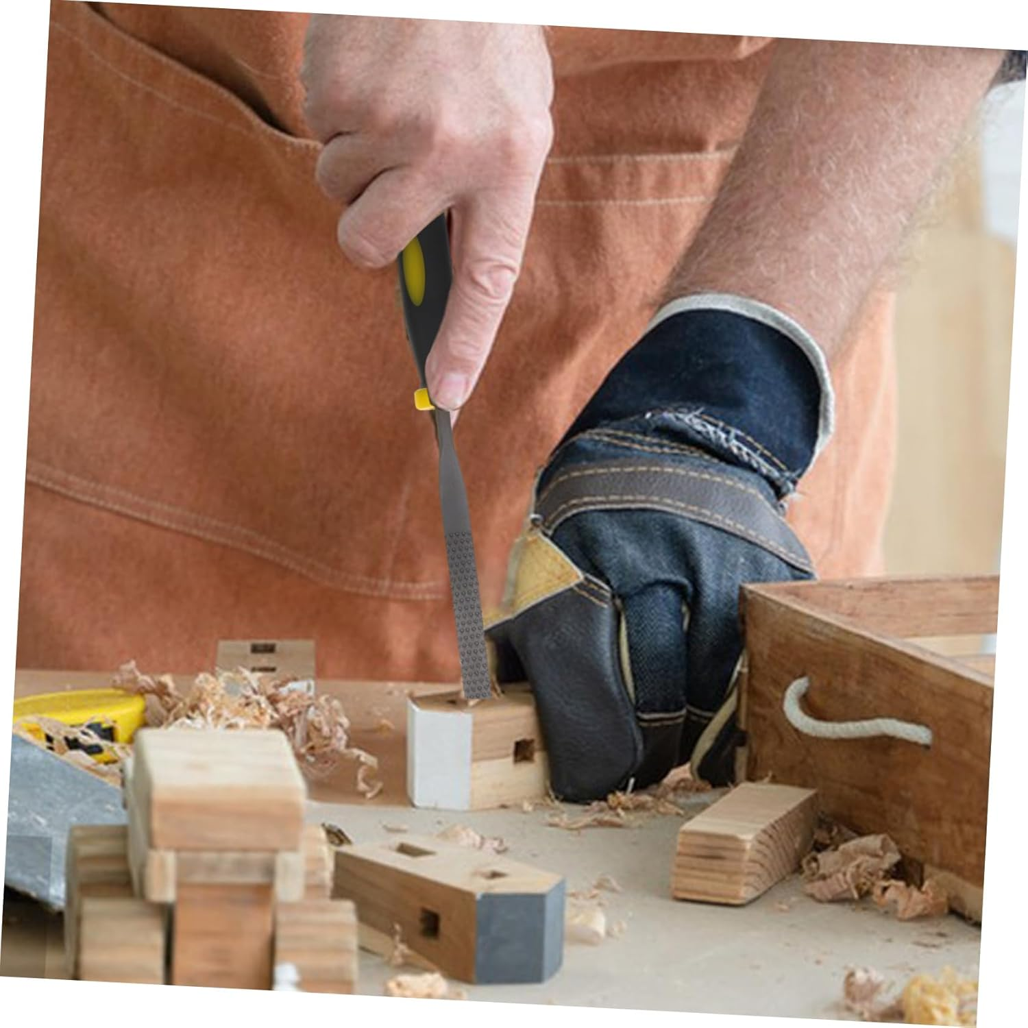 Tofficu 6Pcs Hand File Tool Set for Woodworking Mini Rasp Files Skid-Resistant Handles for Precise Wood Shaping image number 2