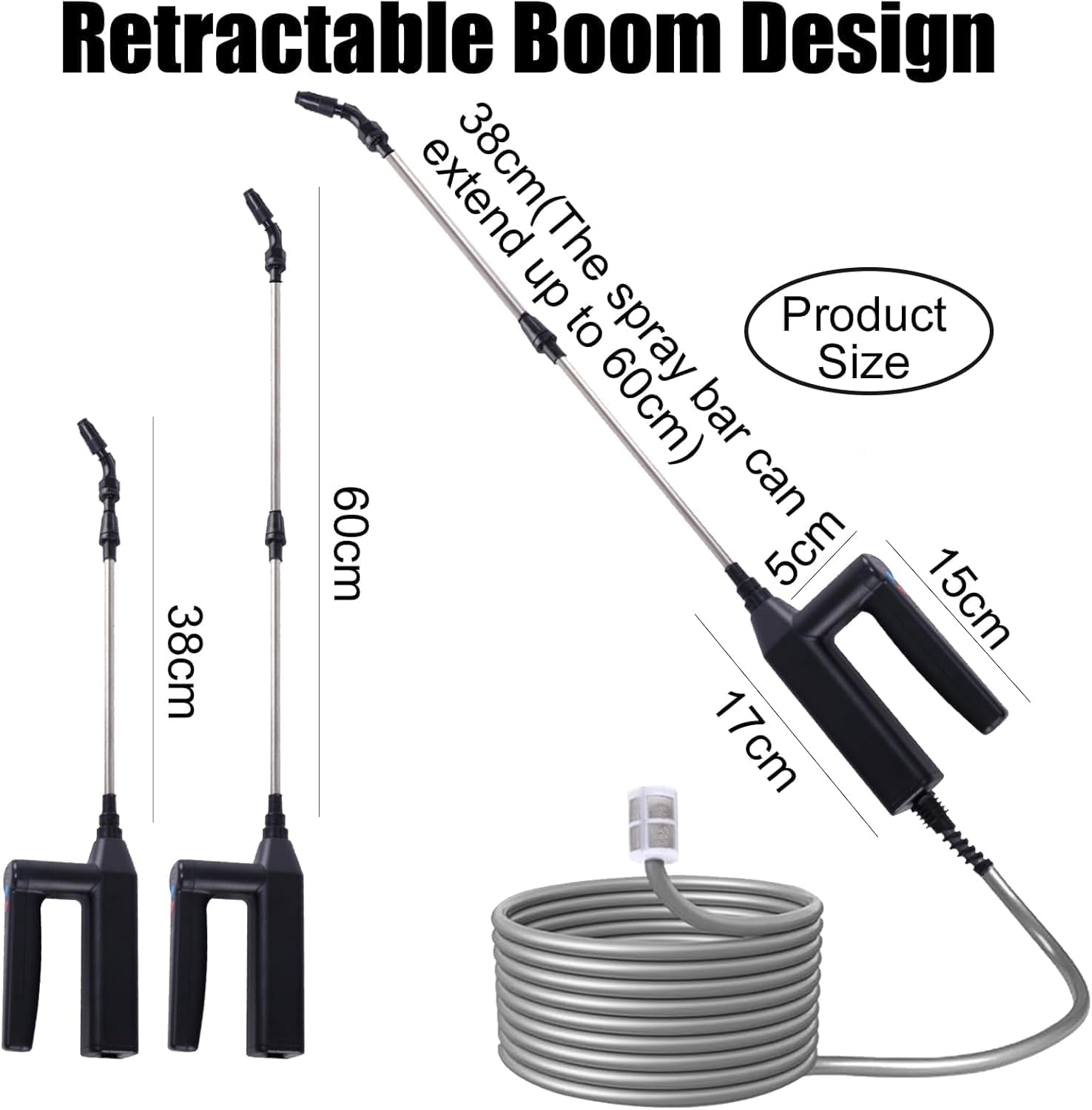 Electric Plant Sprayer, Battery Powered Sprayer, Portable Multi-Purpose Garden with 5 M,Retractable Wand and 4 Nozzles for Garden,Terrace,Car Wash, Lawn and Weeds (4 Nozzle) image number 1