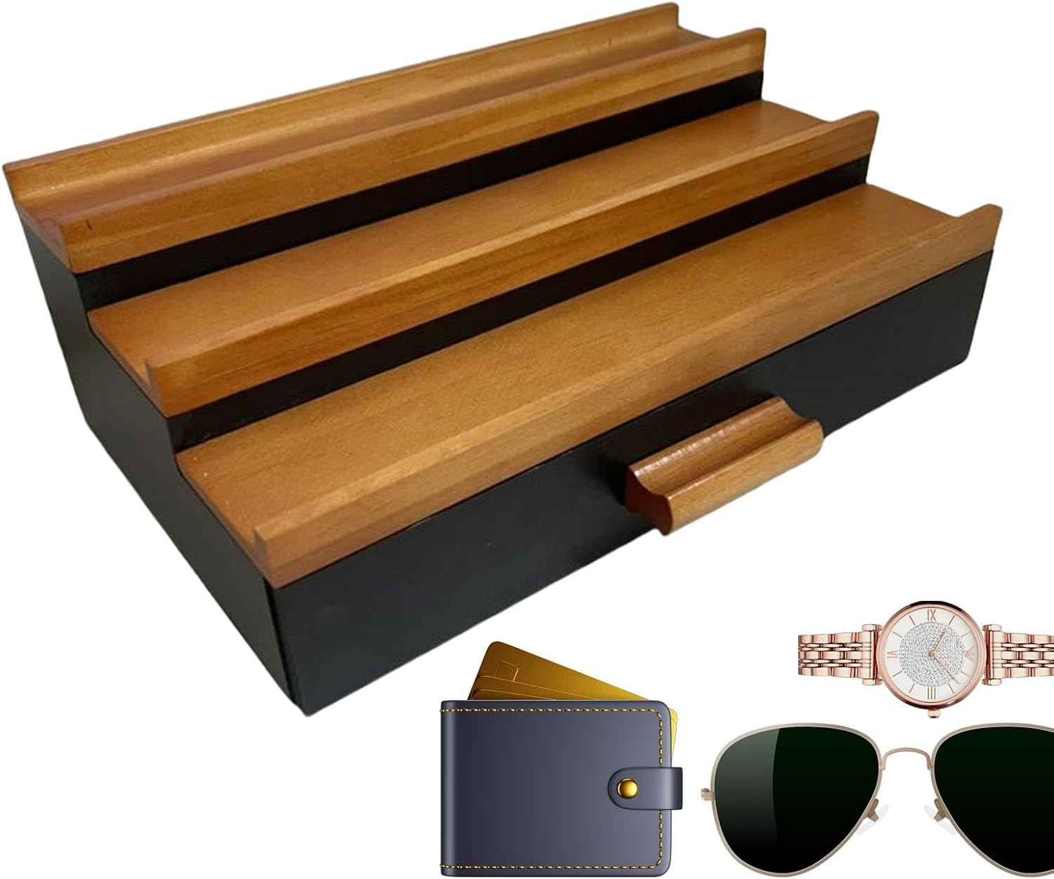 Zasdvn Perfume Display Shelf, 3 Tier Perfume Shelf Tray with Secret Compartment, Storage and Organization for Bathroom and Bedroom Vanity Organizer image number 6