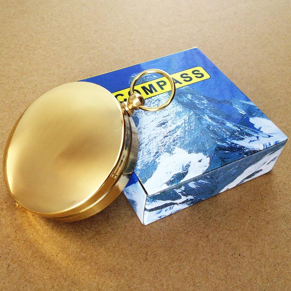 Military Compass Glow in the Dark, MAXIN Portable Pocket Watch Flip-Open Compass Waterproof for Camping, Hiking and Other Outdoor Activities. (Golden)