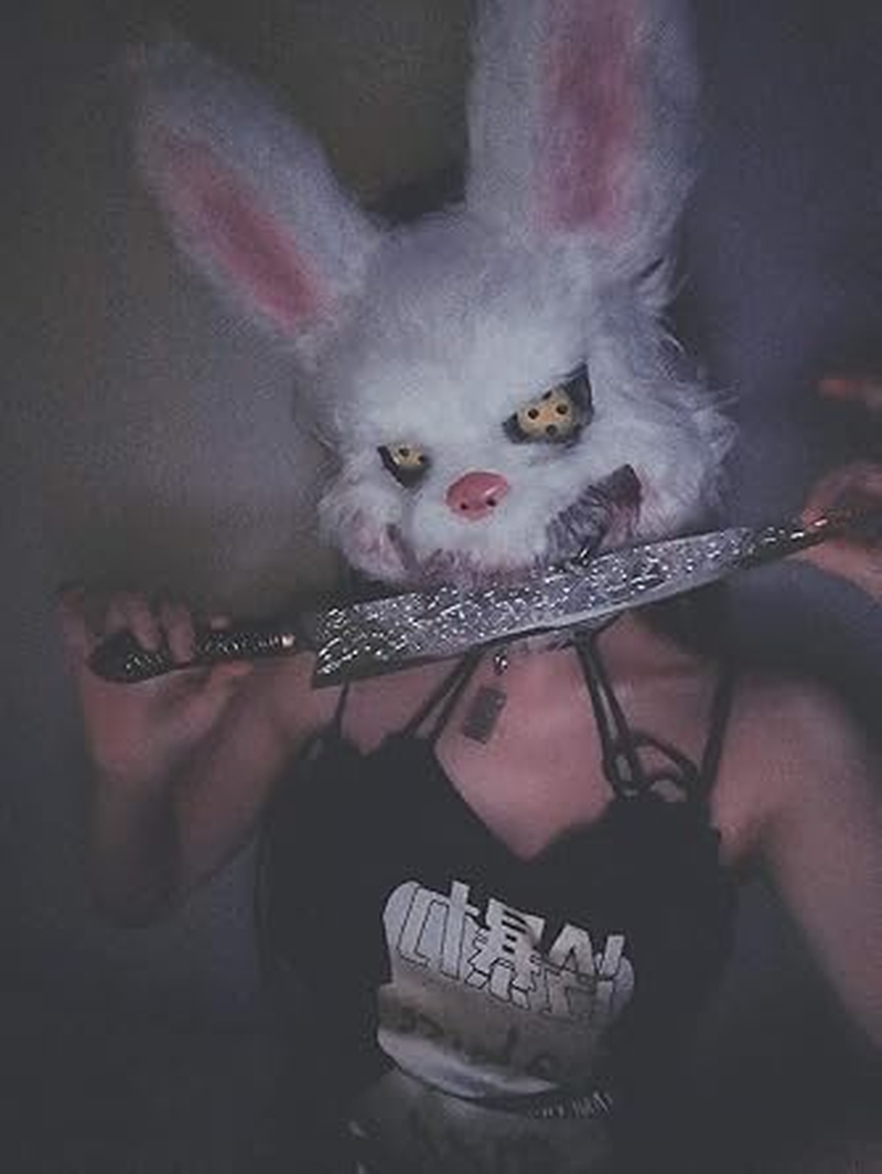 Halloween Scary Mask Bear Rabbit Bunny Mask 1Pcs, Bloody Plush Animal Head Mask, Cosplay Costume Props Halloween Party image number 2