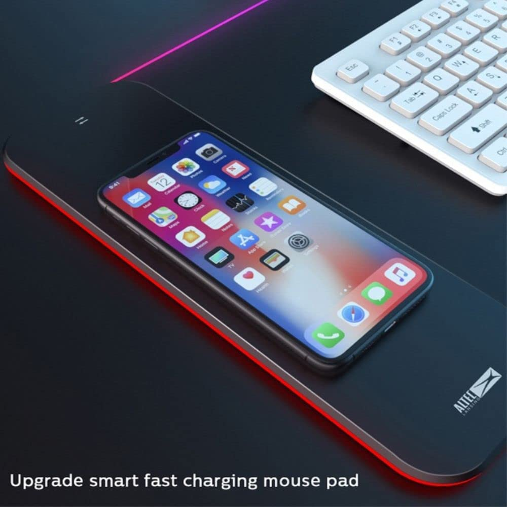 Altec Lansing RGB Mousepad with Wireless Charging Pad, Non-Slip Rubber Base, Smart Touch Sensor, Gaming Keyboard Mat and Mouse Pad for PC, Laptop image number 4