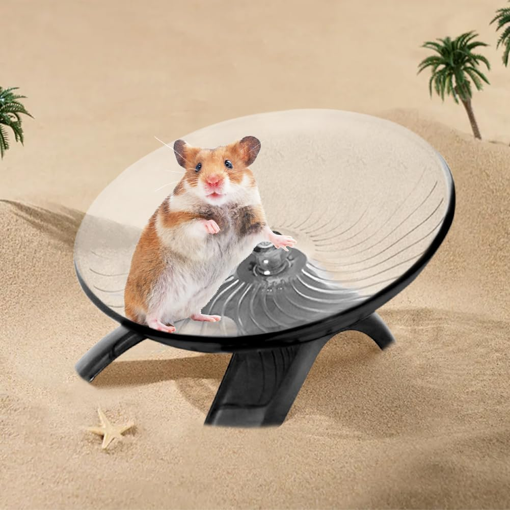Hamster Wheel, Hermit Crab Climbing Toys Silent Running Exercise Wheel, Small Animal Exercise Wheels Hermit Crabs Wheel for Hamsters, Gerbils, Hermits Crabs Small Cage(Color:Grey 18Cm) image number 2