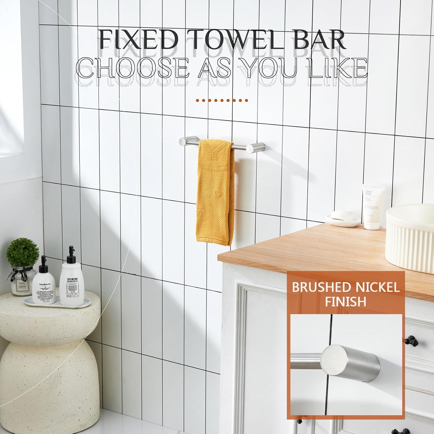 KOKOSIRI Bathroom Towel Bar Brushed Nickel 12-Inch Hand Towel Holder Rack Wall Mounted Bathroom Hardware Accessories Stainless Steel, B4007BR-L12 image number 1