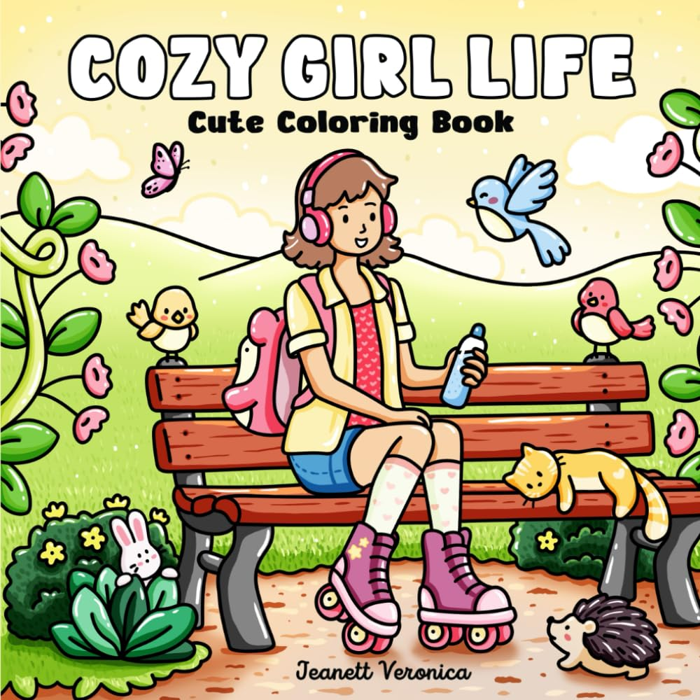 Cozy Girl Life: Cute Coloring Book for Adults & Teens Featuring Adorable Moments, Everyday Activities, and Sweet Nature Scenes image number 1