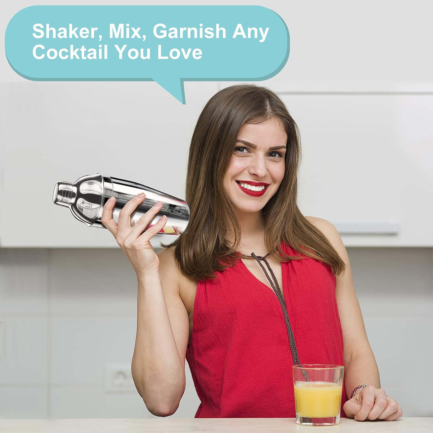 Cocktail Shaker Set|8Pcs Cocktail Making Set Stainless Steel 750Ml Shakers|Bartender Kit Bar Tool Set with Strainer, Pourers, Muddler, Double Jigger, Mixing Spoon at Home & Bar Gift Set image number 5