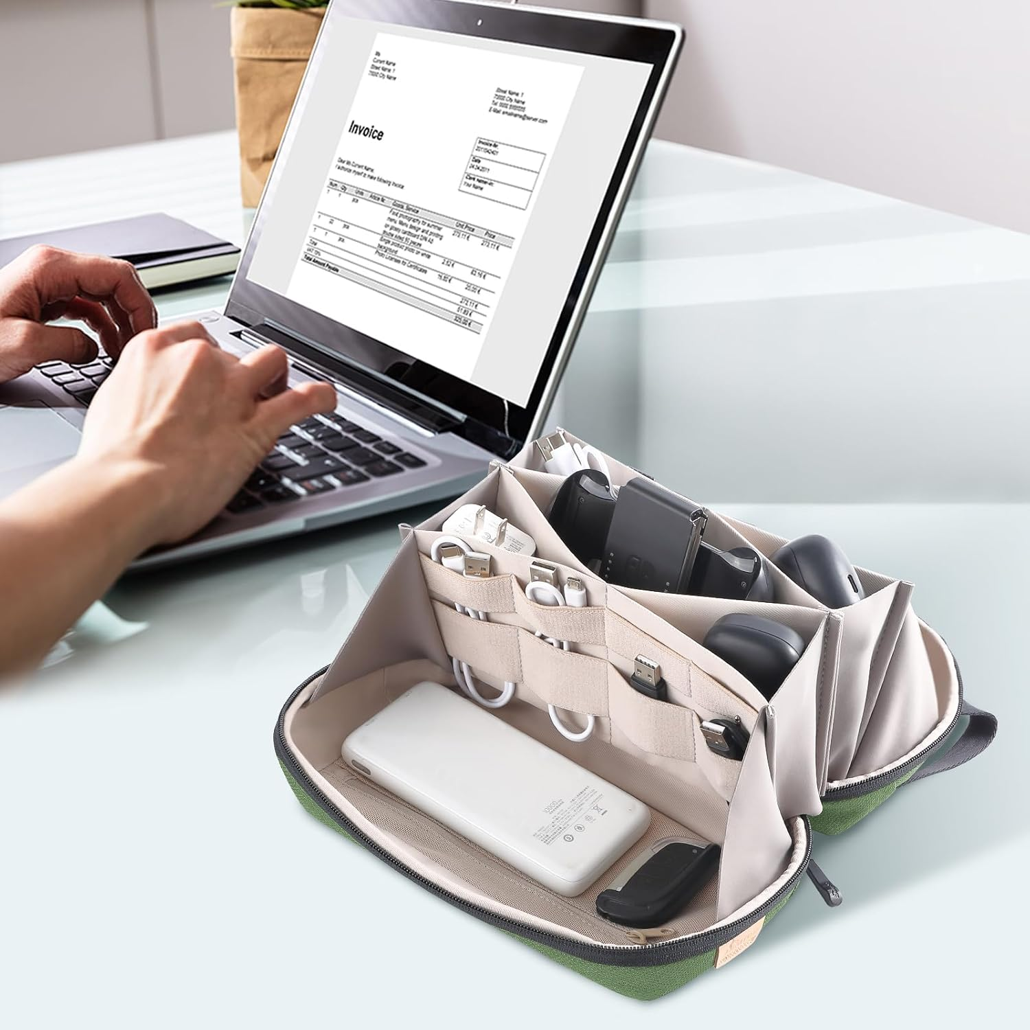 SIMTOP Cable Organiser Bag Small, Waterproof Cable Organiser Travel Electronic Bag Organiser on the Go for USB Charging Cable Mouse Charger Mobile Phone Accessories Power Bank Storage Cable Bag image number 3