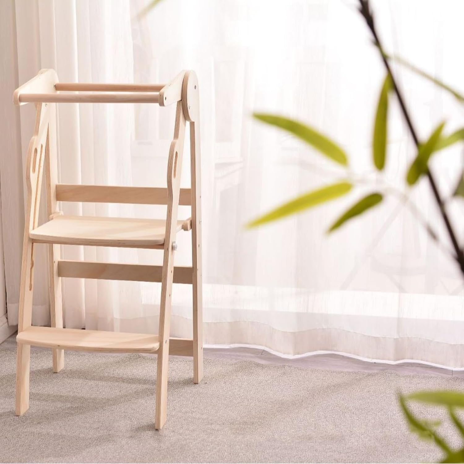 Wooden Step Stools for Kids, 2 Step Stool, Foldable Step Stool,Heavy Duty for Kitchen, Bathroom, Bedside Step Stool, Wooden Step Stairs image number 5