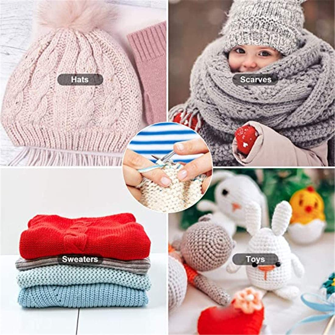 PENGQIMM Stainless Steel Circular Knitting Needles Set, 9 Pieces 2.5Mm - 10Mm Circular Knitting Needles Flexible Sweater Needle with Wire, round Crochet Knitting Needle for Weaving Hat Sweater image number 1