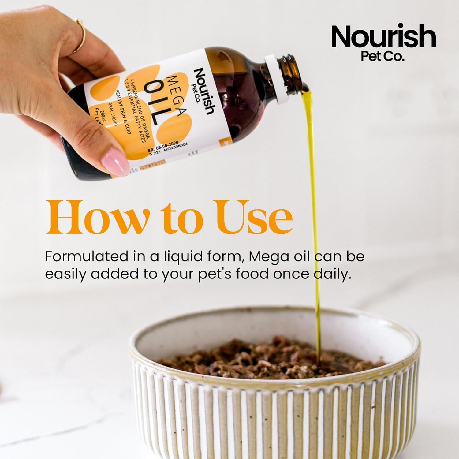 Nourish Pet Co. Mega Oil for Dogs - Plant-Based Omega 3 6 and for Healthy Skin & Shiny Coat 6.76 Oz image number 6