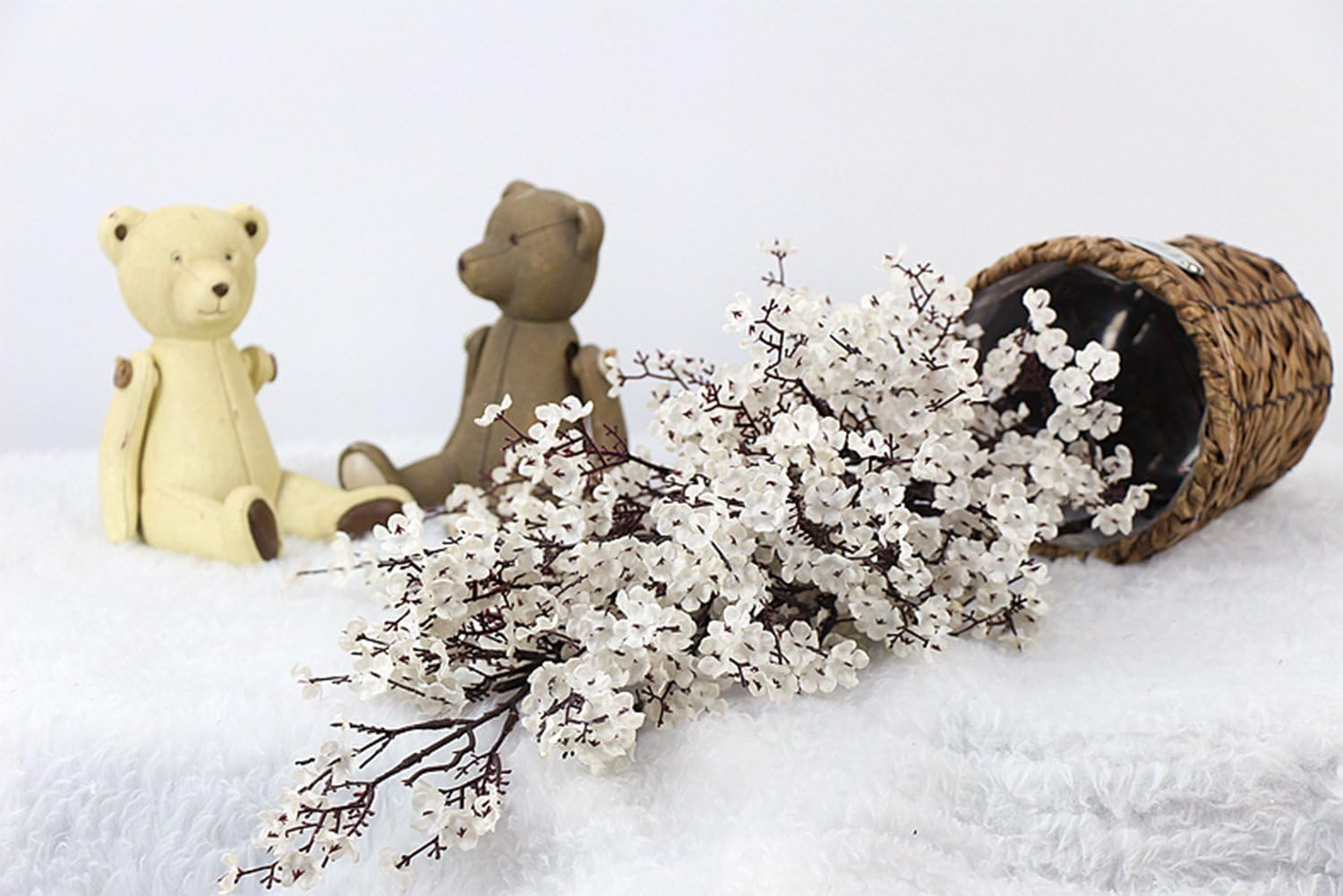 Jaky-Global Babys Breath Fabric Cloth Artificial Flowers 6 Bundle European Fake Silk Plants Decor Wedding Party Decoration Bouquets Real Touch DIY Home Garden(White) image number 1