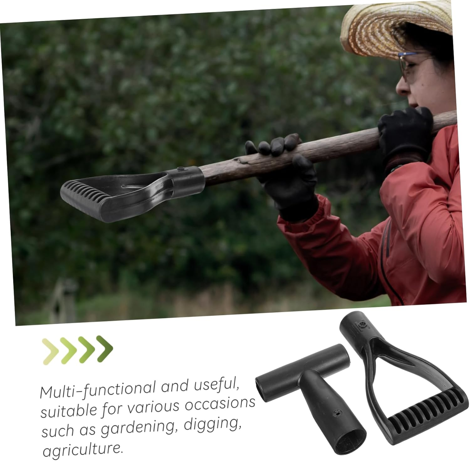 Happyyami 2Pcs Shaped Handle Steel Shovel Spade Replacement Handle for Gardening image number 3