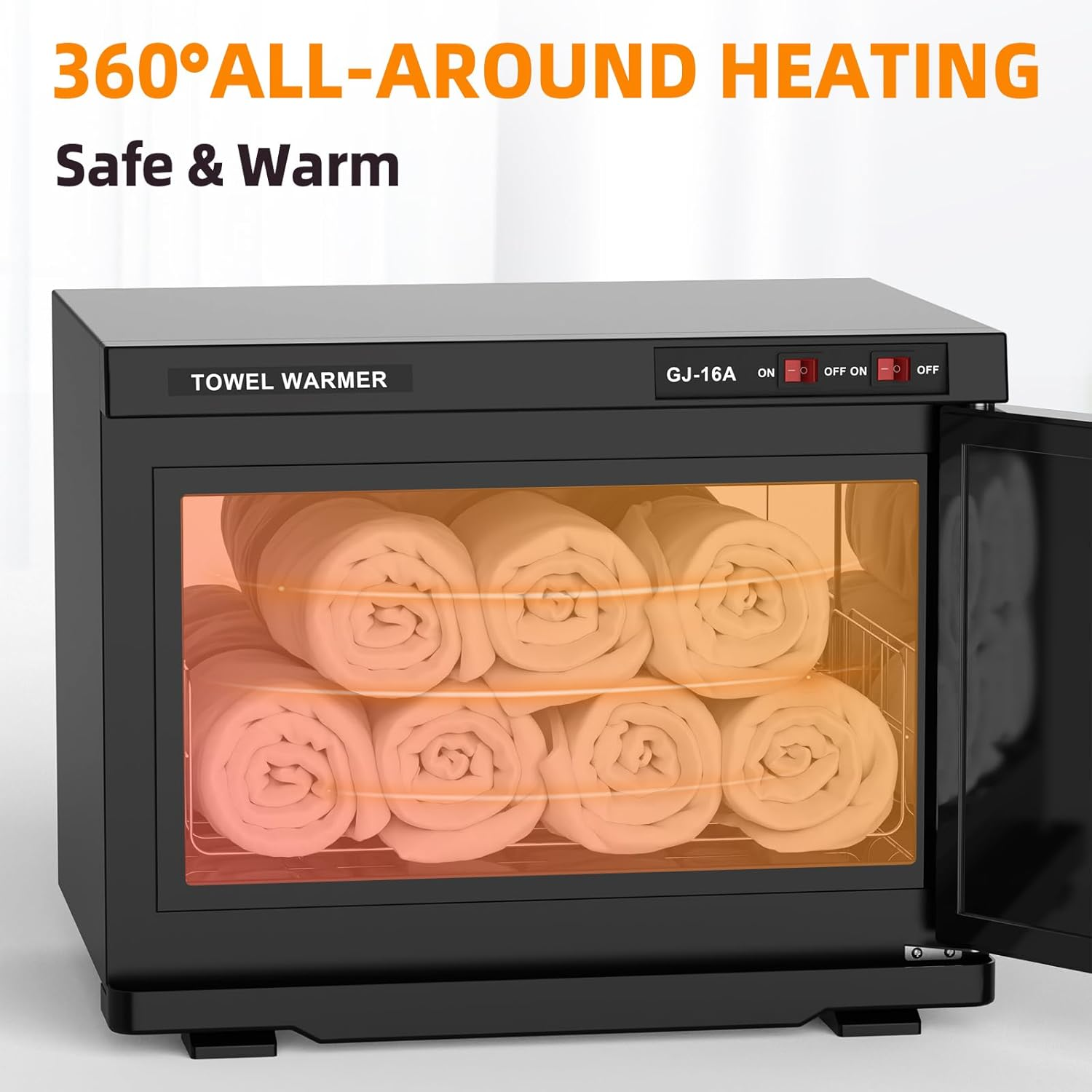 ADVWIN Hot Towel Warmer, 16L Bath Towel Warmer Cabinet with Stainless Steel Racks, Black image number 6