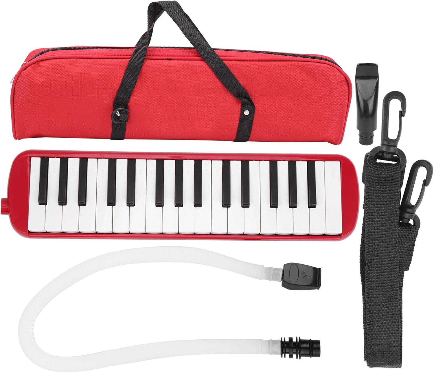 32 Key Melodica, Air Piano Keyboard Musical Instrument with Carrying Bag, Soft Blowpipe, Short Mouthpiece, Professional Mouth Melodica Keyboard for Kids Beginners Adults Gift (Red) image number 2