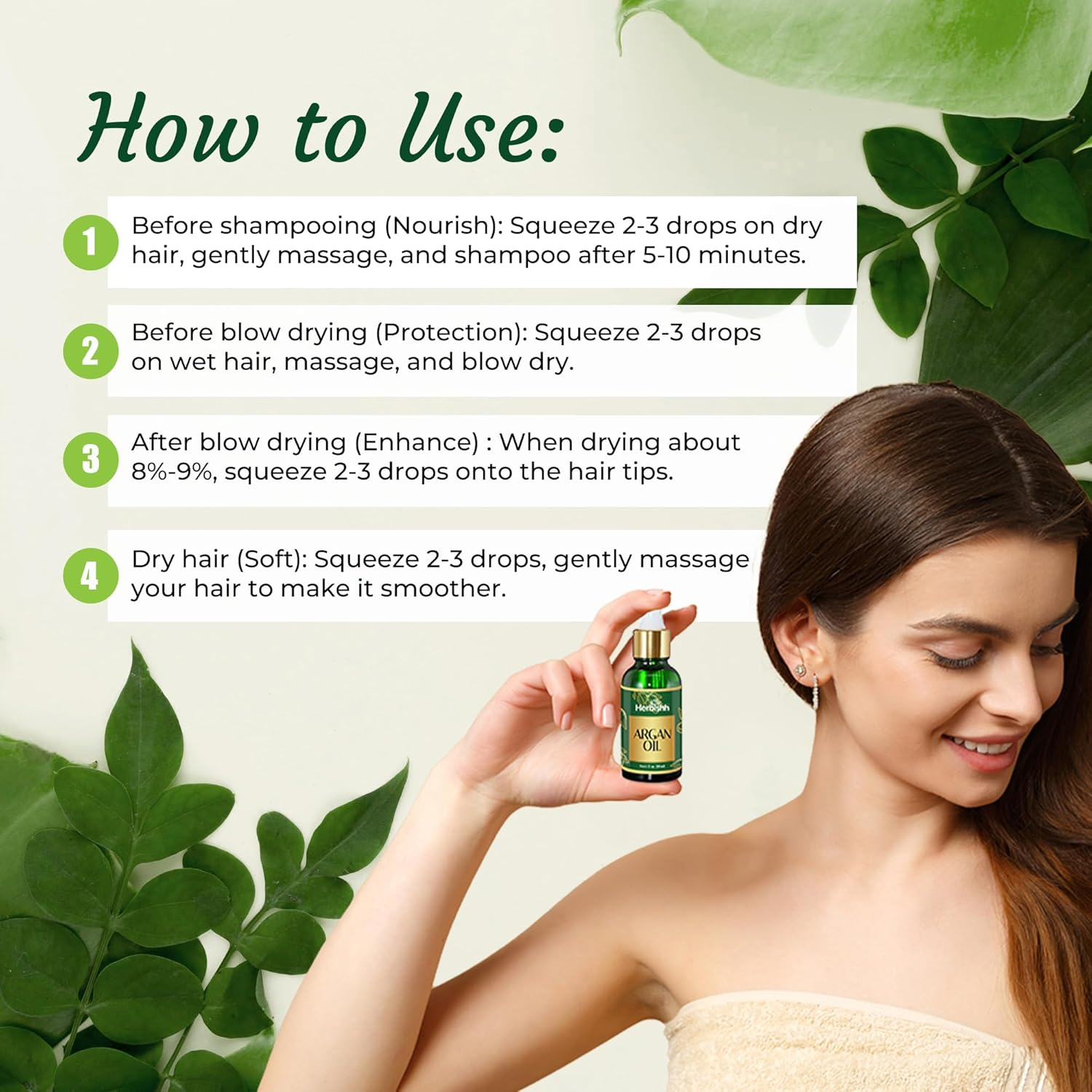 Herbishh Argan Oil for Hair &ndash; Deep Condition Hair Treatment Argan Oil &ndash; Ingredients Sourced from Morocco &ndash;Oil for Hair Frizz Control & Damage Repair &ndash;Nourishing Argan Hair Oil Serum 30Ml image number 5