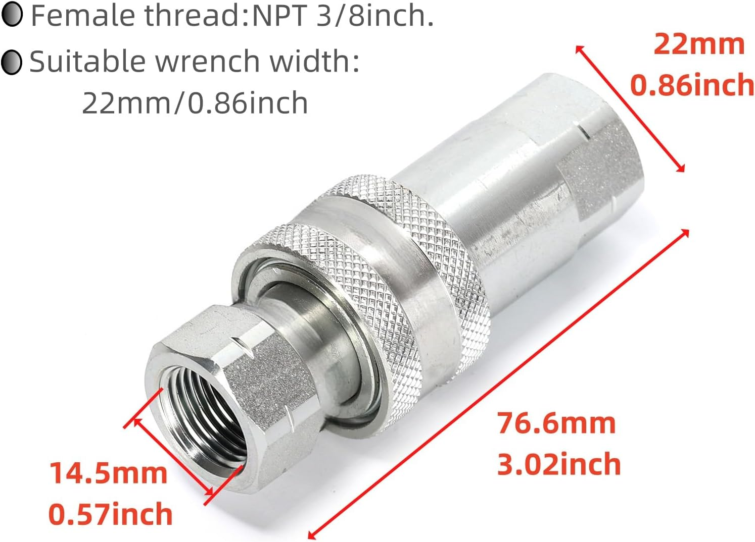 1Set Silver Carbon Steel Hydraulic Quick Connect Coupler Set NPT 3/8 Female Pipe Fitting Plug Adapter Suitable for Construction Forestry and Agricultural Equipment image number 4