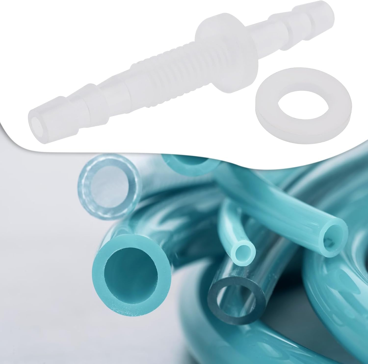 4 Set 4-M6-4 4Mm Dual Ended Plastic Hose Barb Bulkhead Fitting with Gasket for Inner Diameter 4Mm Hose Hex Barbed Union Splicer Adapter for Water Fuel Air Applications image number 3