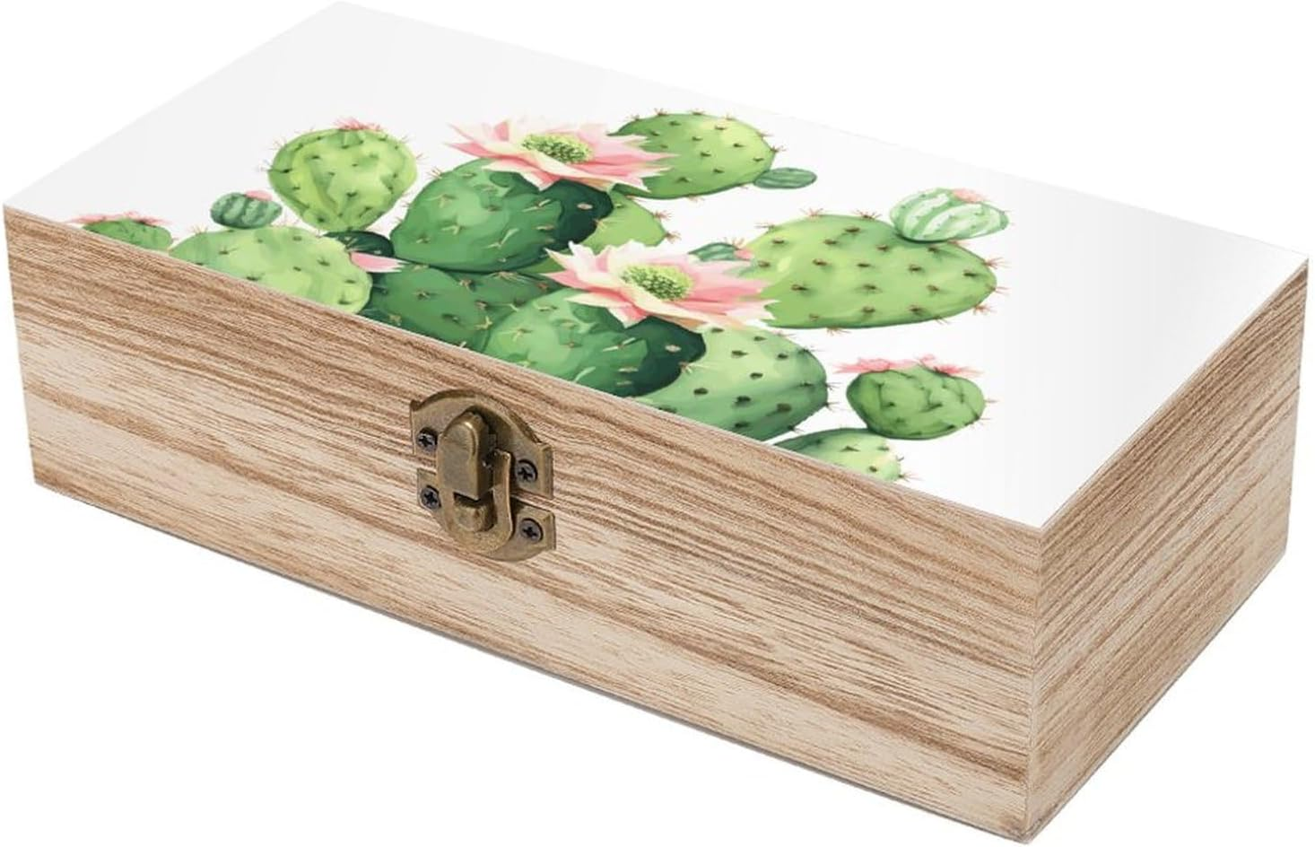 Cactus Wooden Box Wood Wedding Keepsake Boxes with Lids Small Decorative Boxes Lightweight Wooden Memory Storage Box for Crafts Keepsakes Jewelry Photo Letter Storage image number 2