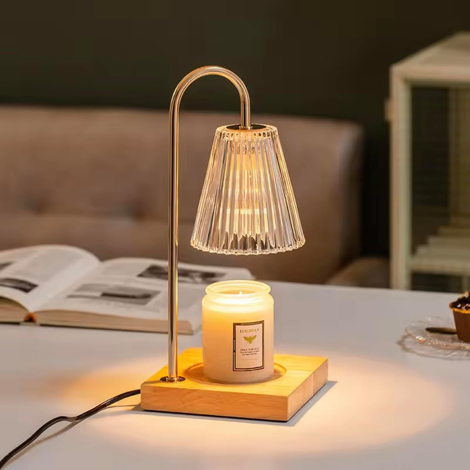 NEST FIT | Candle Light Lamp | Electric Candle Warmer Lamp for Wax Melts | Dimmable Vintage Home D&eacute;cor Light with 2 Wax Warmer Bulbs | Aesthetic Candle Warmer Lamp | Perfect Home D&eacute;cor Gift image number 2