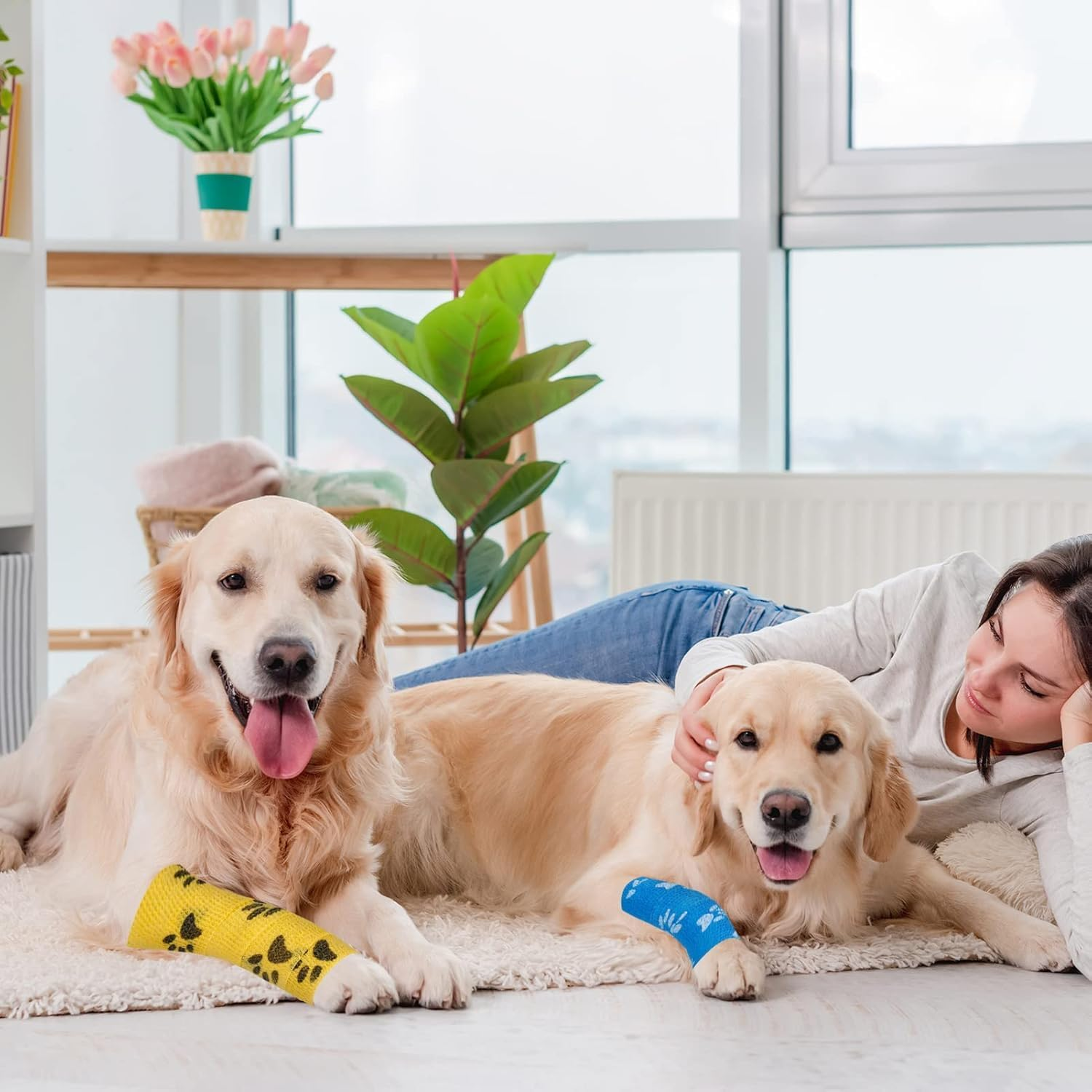 Self-Adhesive Bandage Dog Vet Wrap, 8 Roll Pet Vet Wrap Cohesive Bandages,Dogs Elastic Bandage Wrap Tape for Wrist Ankle Sprains, 2.5Cm X 4.5M image number 4