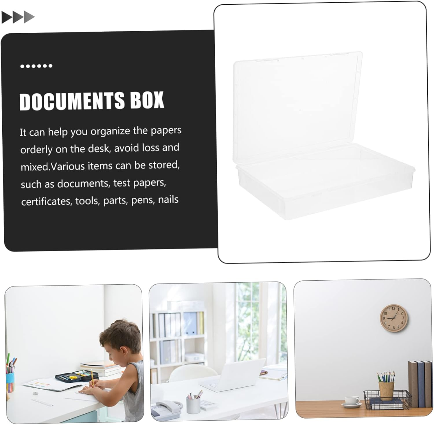 SHINEOFI Large Capacity Document Organizer Desktop File Storage Box A4 Paper Box for Office Desk Filing and Document Storage image number 2