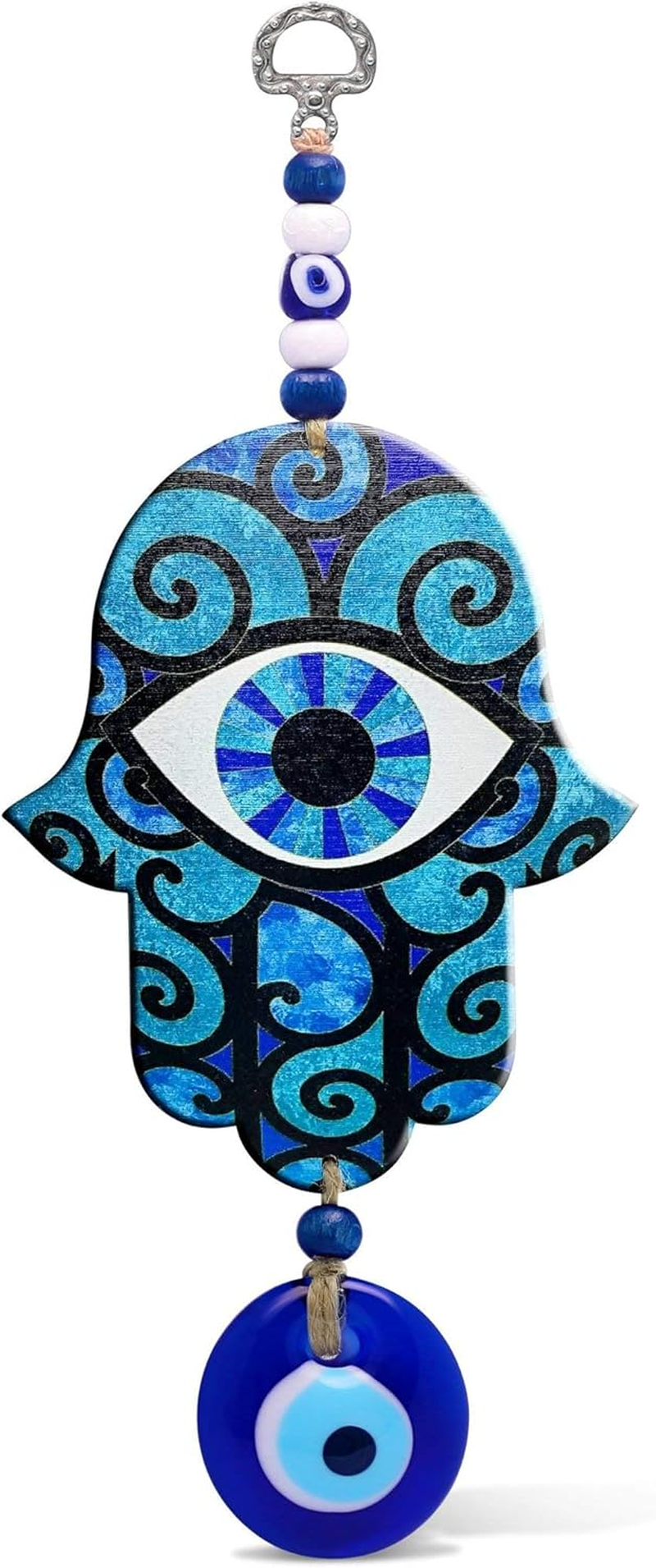 MYSTIC JEWELS Hand Hamsa in Wood with Turkish Eye for Good Luck and Energy at Home (Color 8)