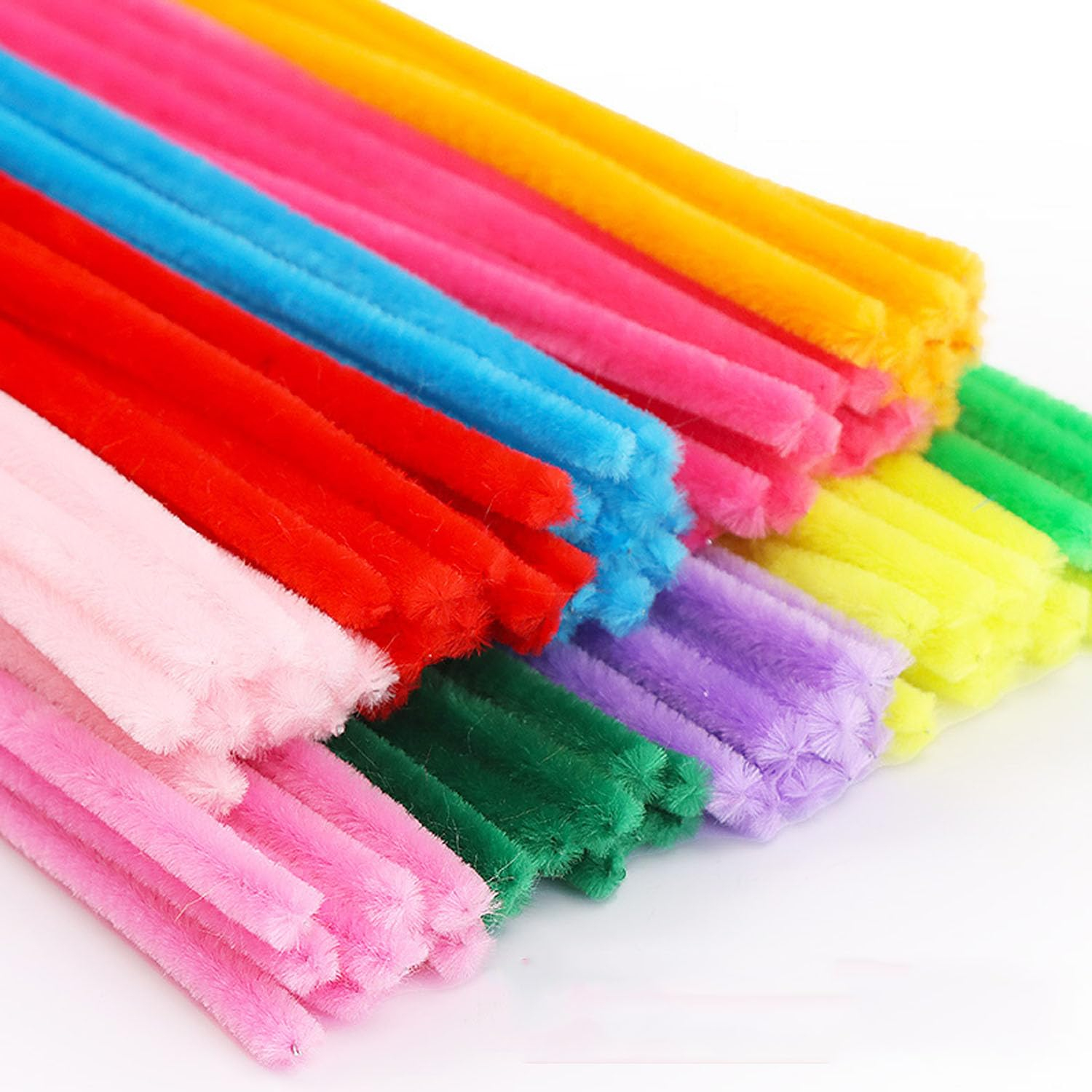 Shengsenfu 200 PCS Thick Pipe Cleaners for Crafts, Fuzzy Chenille Stems in 10 Pastel Colors, Assorted Colored Art Supplies for Kids & Adults, Creative Decorations, Handmade Projects (Bright Colors)