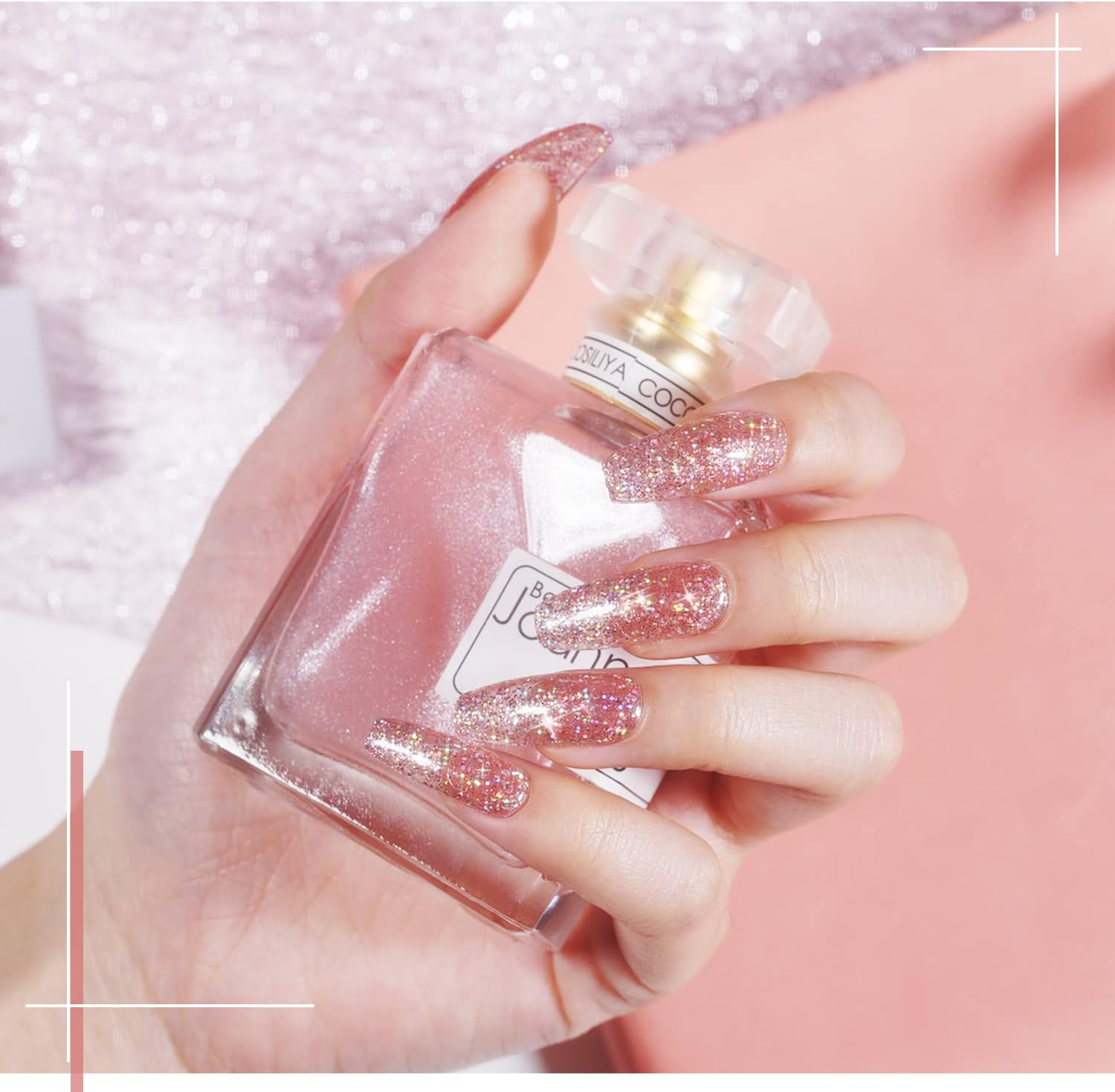 GAOY Glitter Inspire Gel Polish Kit Set, 6 Colors Including Pink Nude UV LED Soak off Nail Polish Home DIY Manicure Nail Salon Varnish